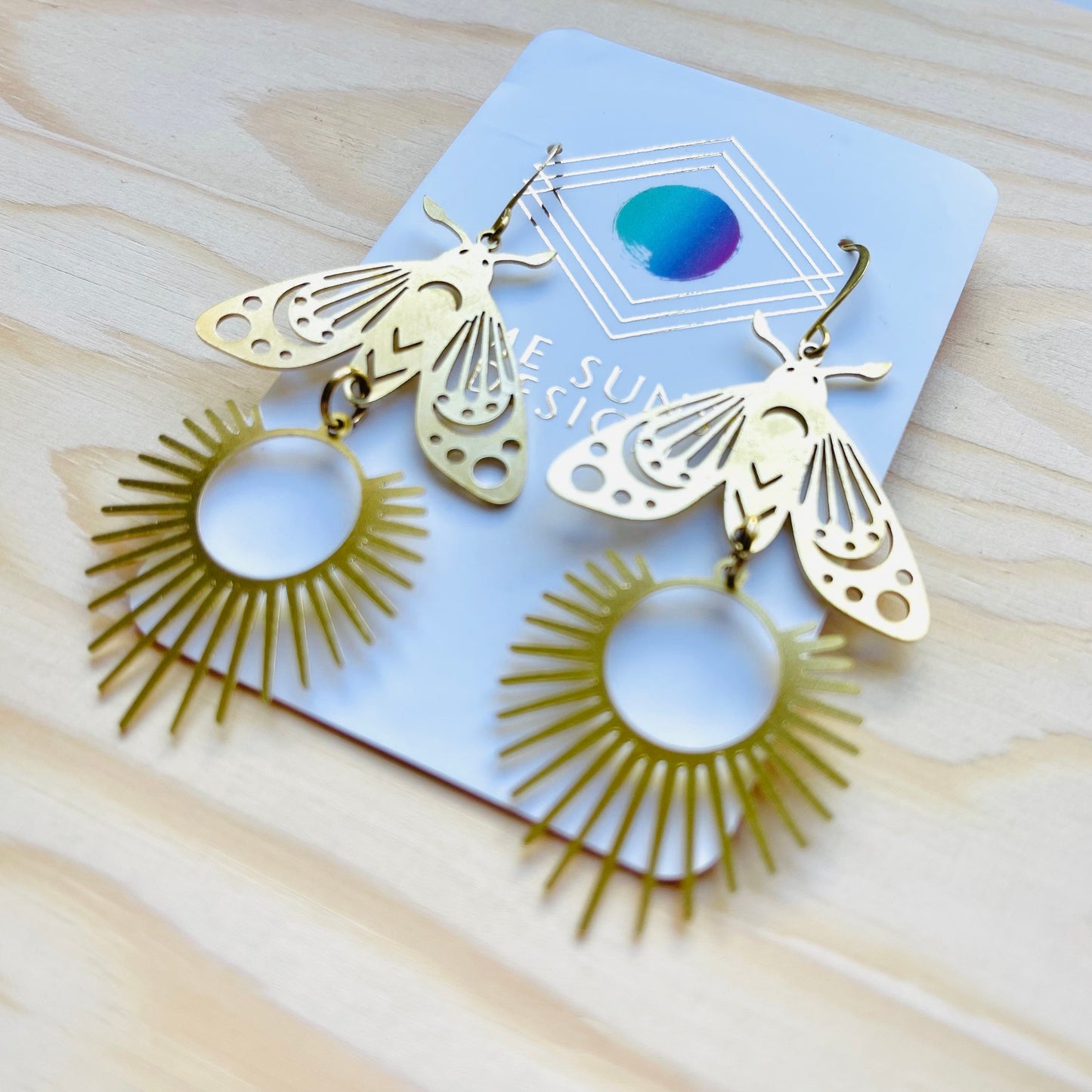 Brass Moth Earrings