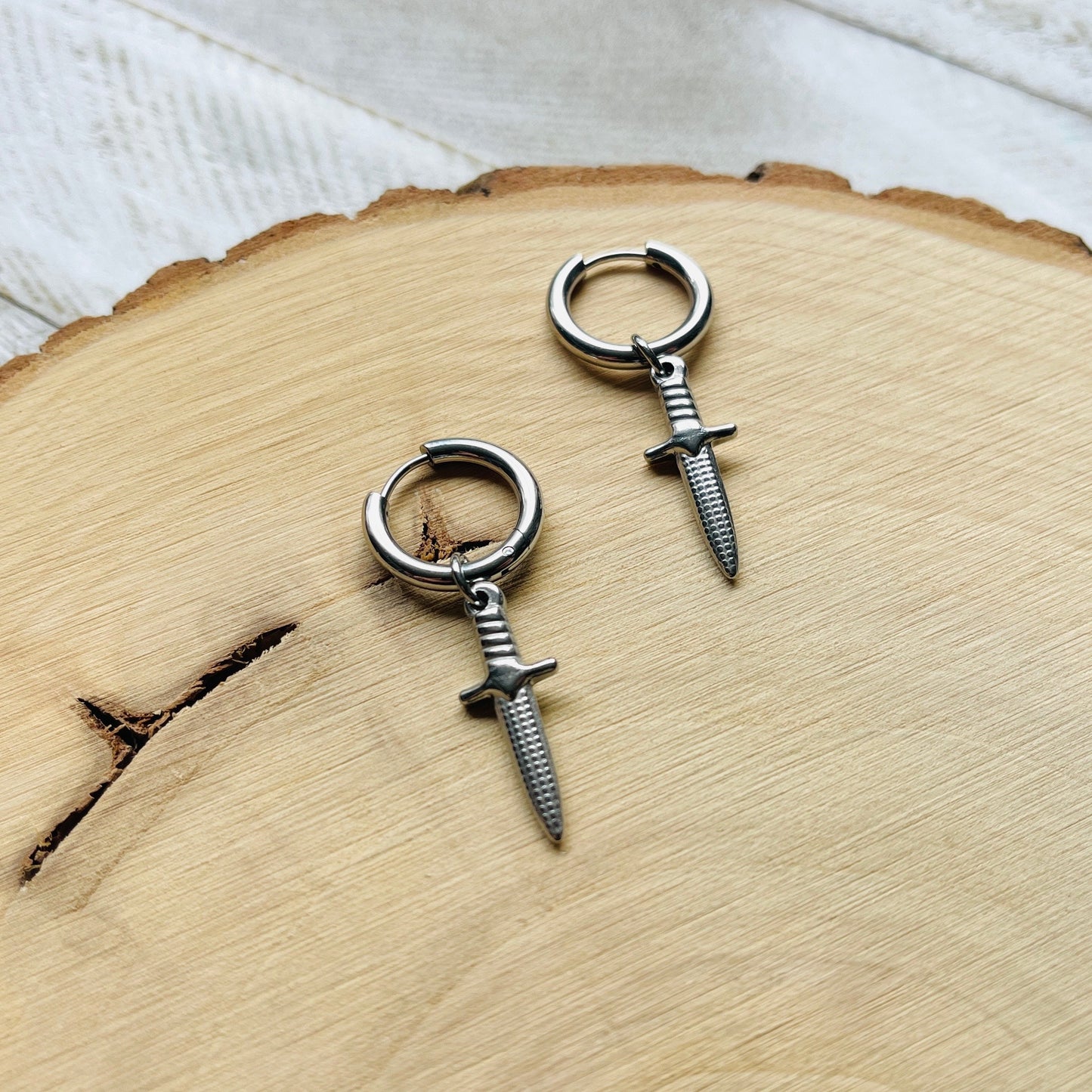 Dagger Huggie Hoop Earrings