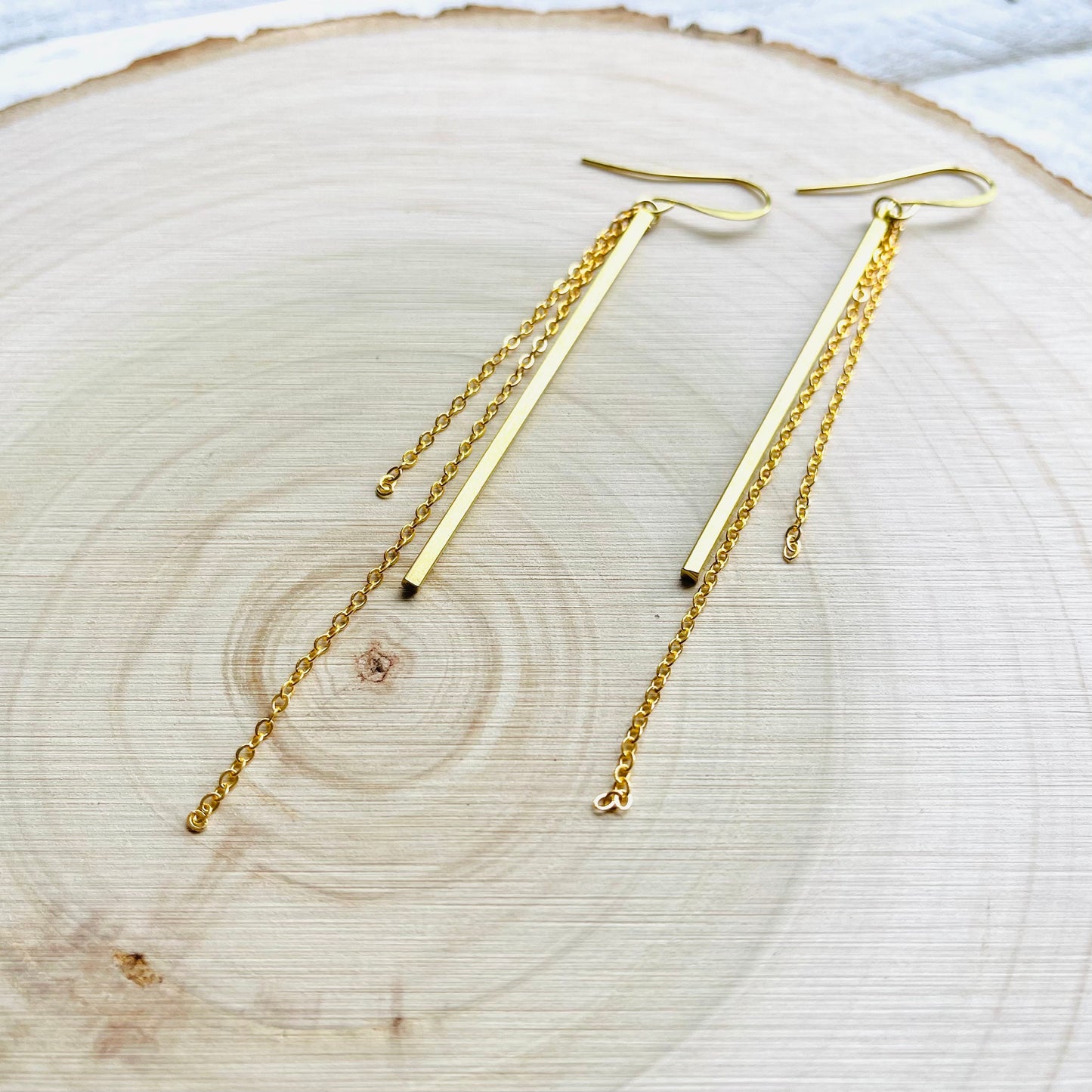 Geometric Brass Bar Earrings