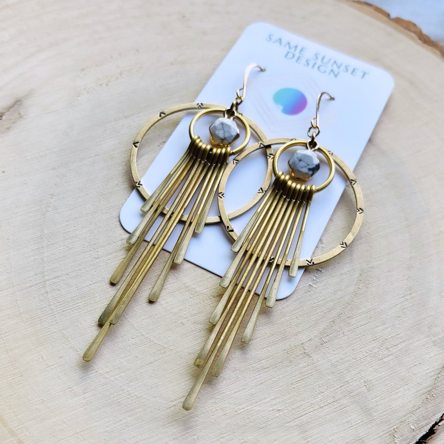 Howlite Hoop Fringe Earrings
