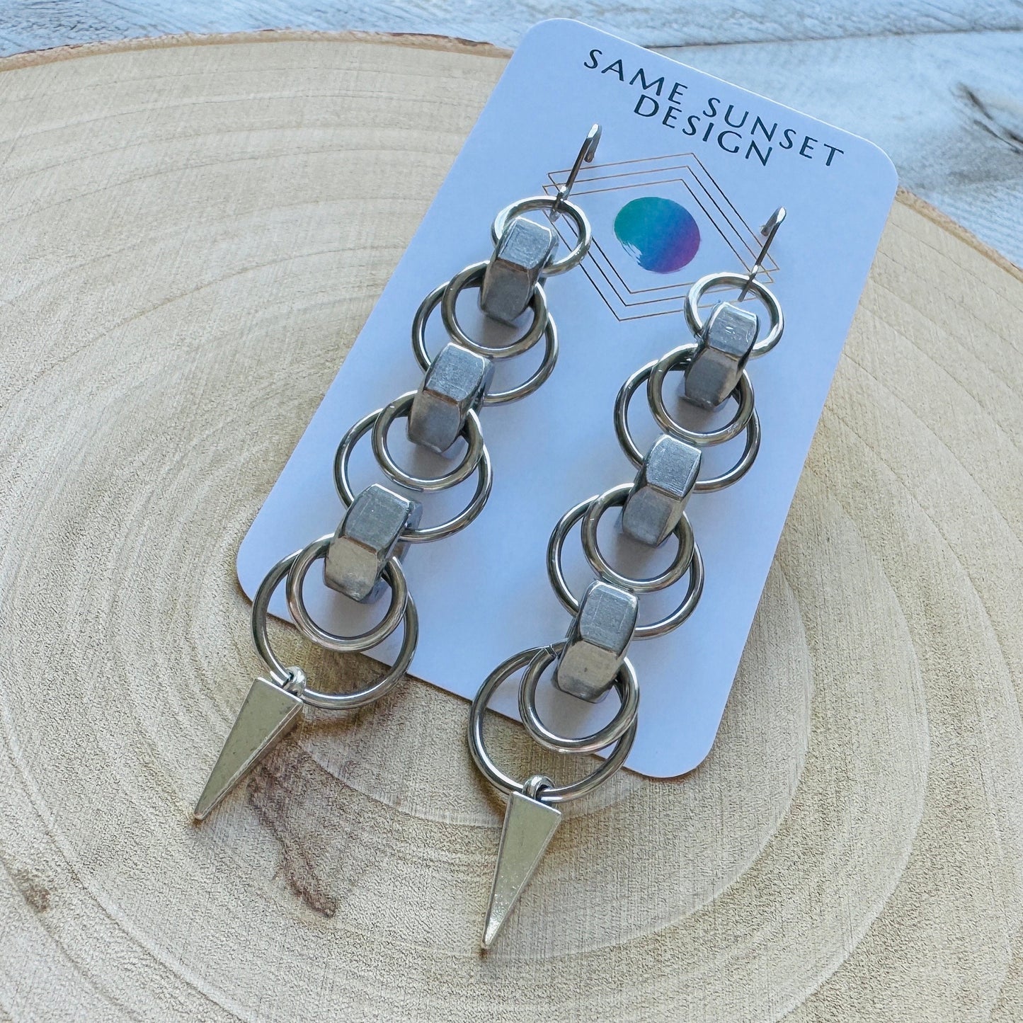 Hex Nut Spike Earrings