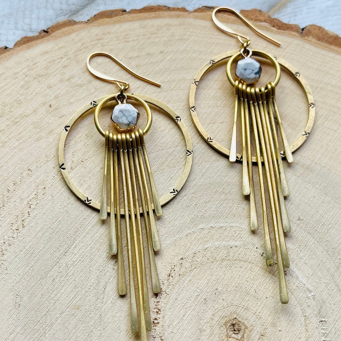 Howlite Hoop Fringe Earrings