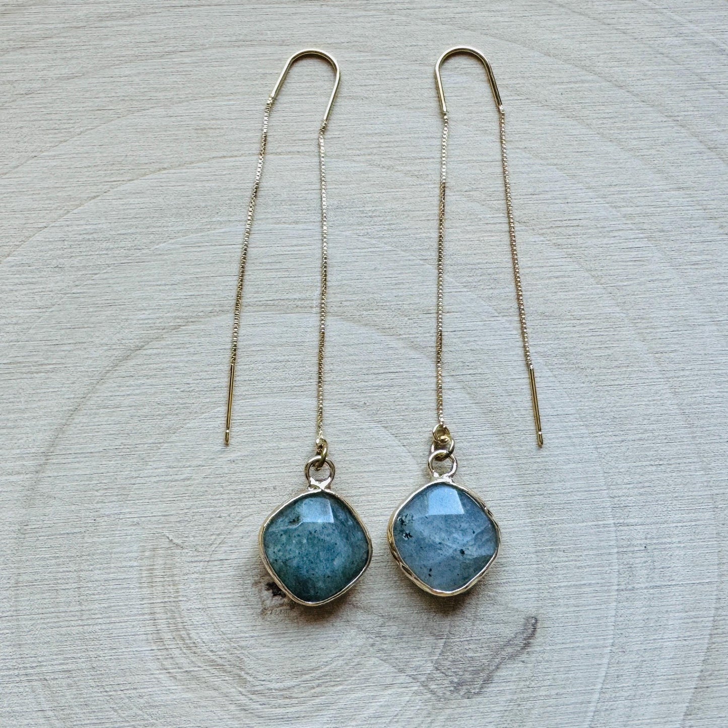 Labradorite Threader Earrings