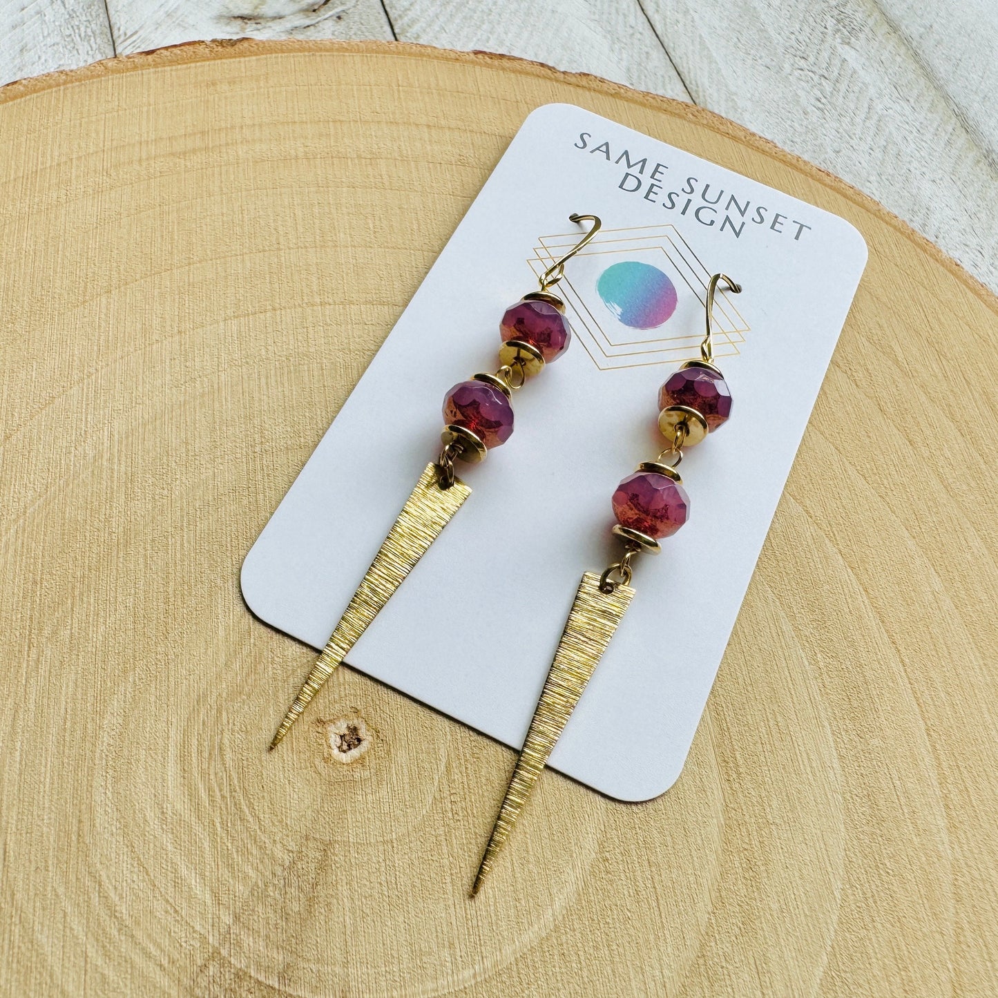 Pink Triangle Earrings