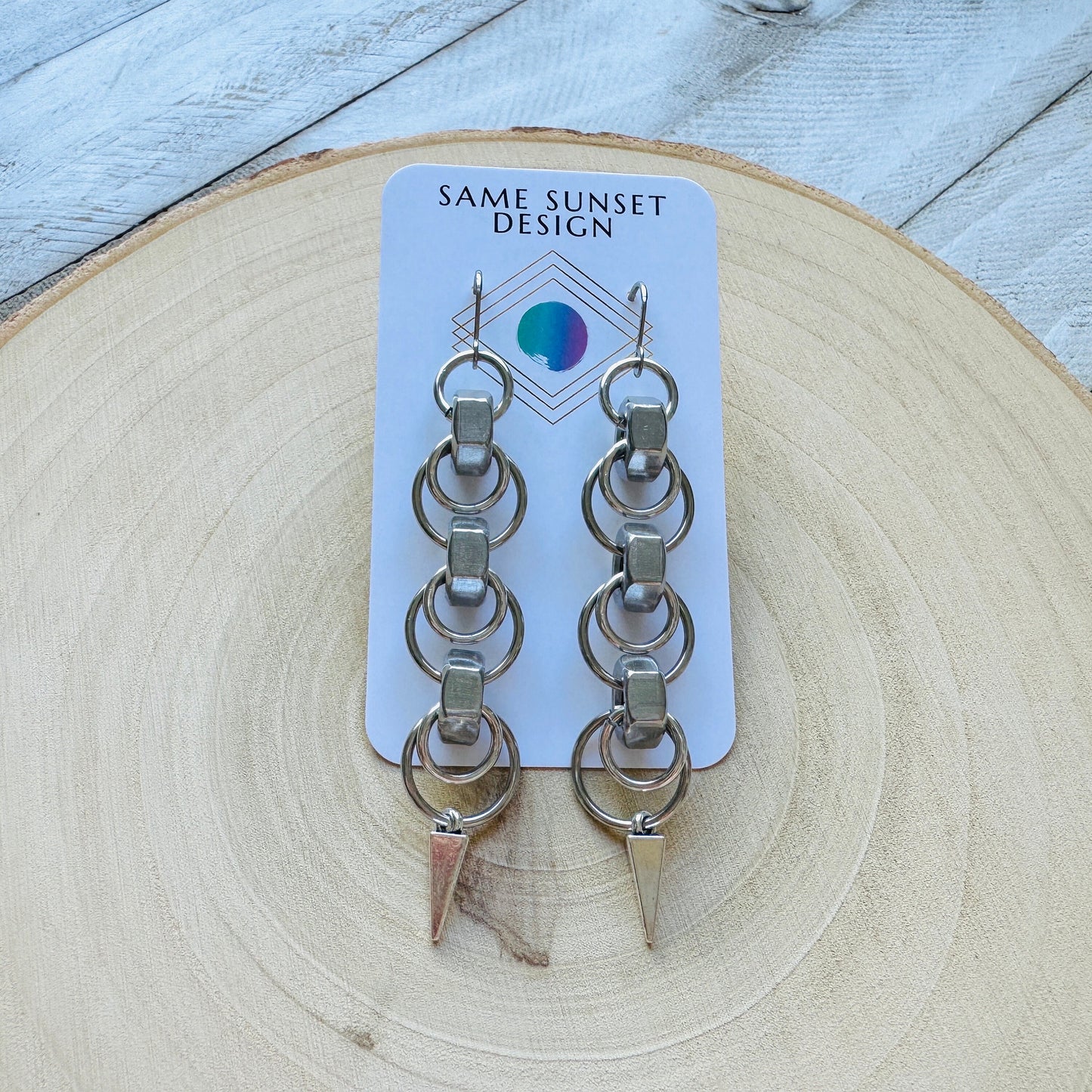 Hex Nut Spike Earrings