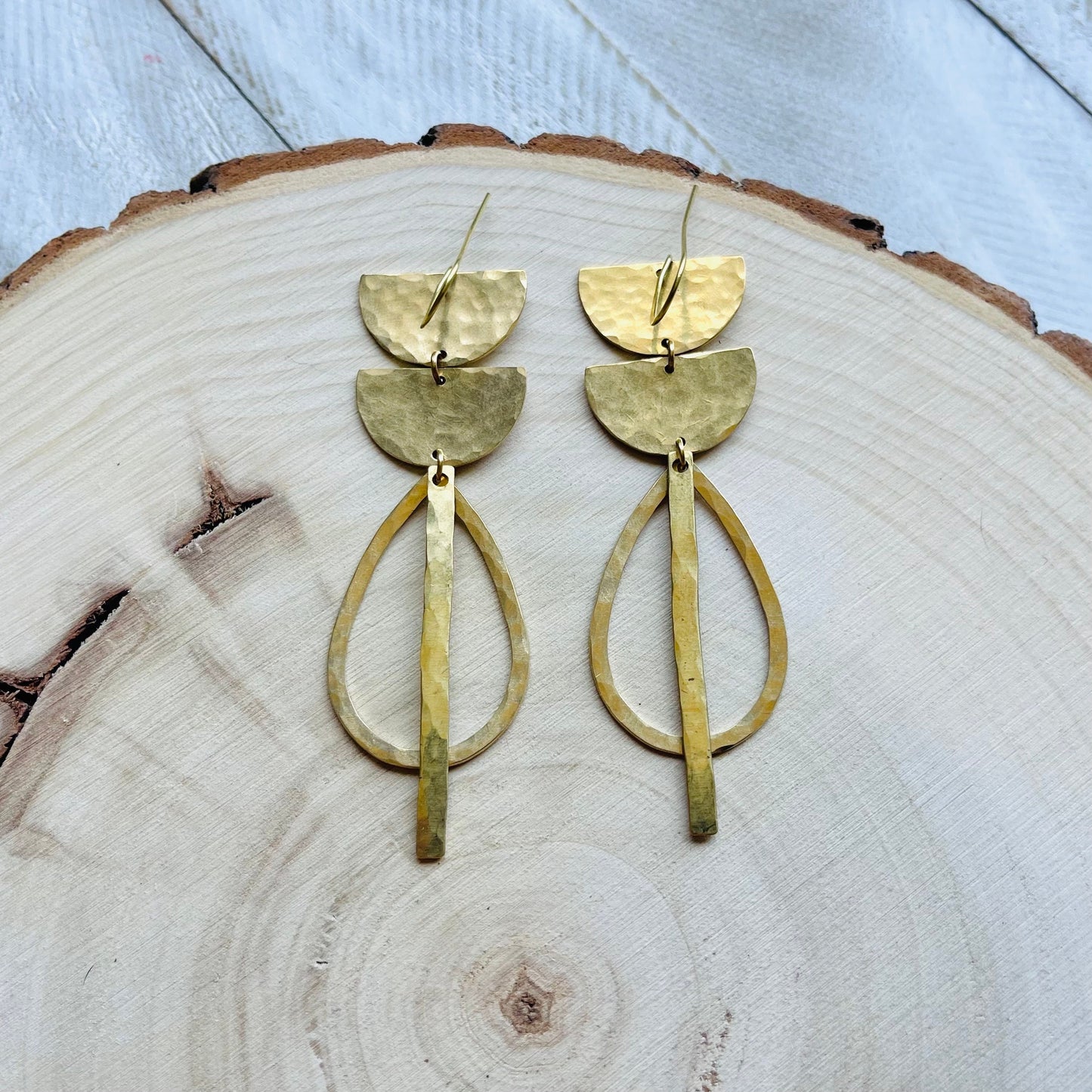 Hammered Brass Boho Earrings