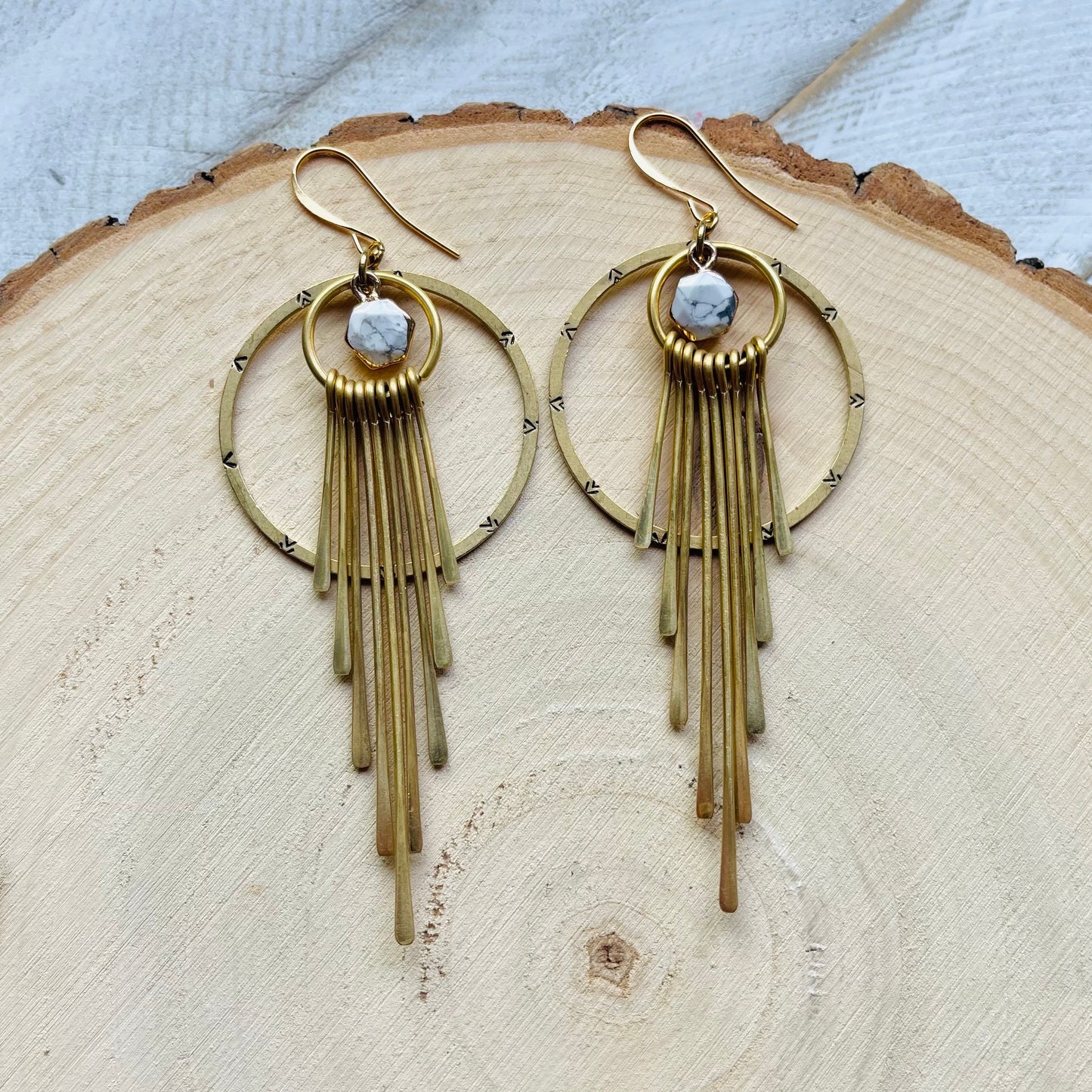 Howlite Hoop Fringe Earrings