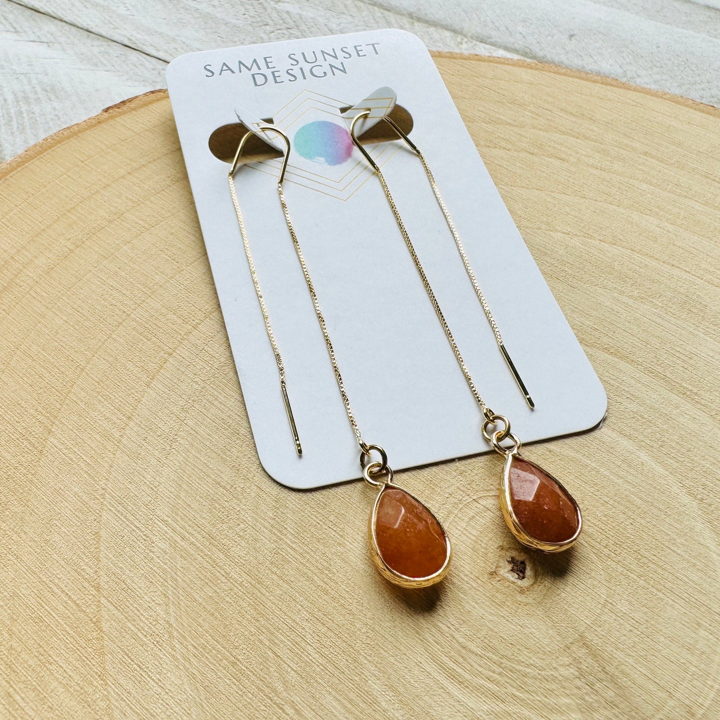 Aventurine Threader Earrings