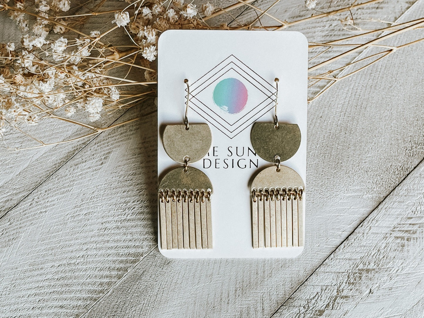 Geometric Brass Fringe Earrings
