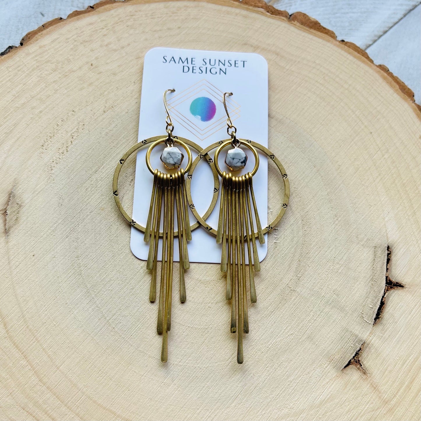 Howlite Hoop Fringe Earrings