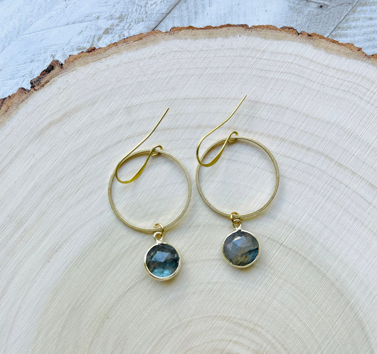 Labradorite Hoop Earrings