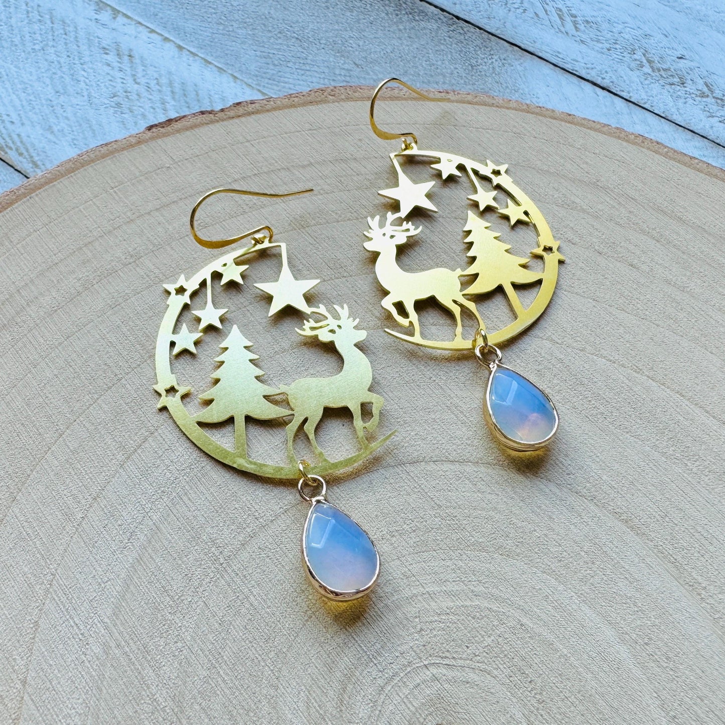 Opalite Reindeer Earrings
