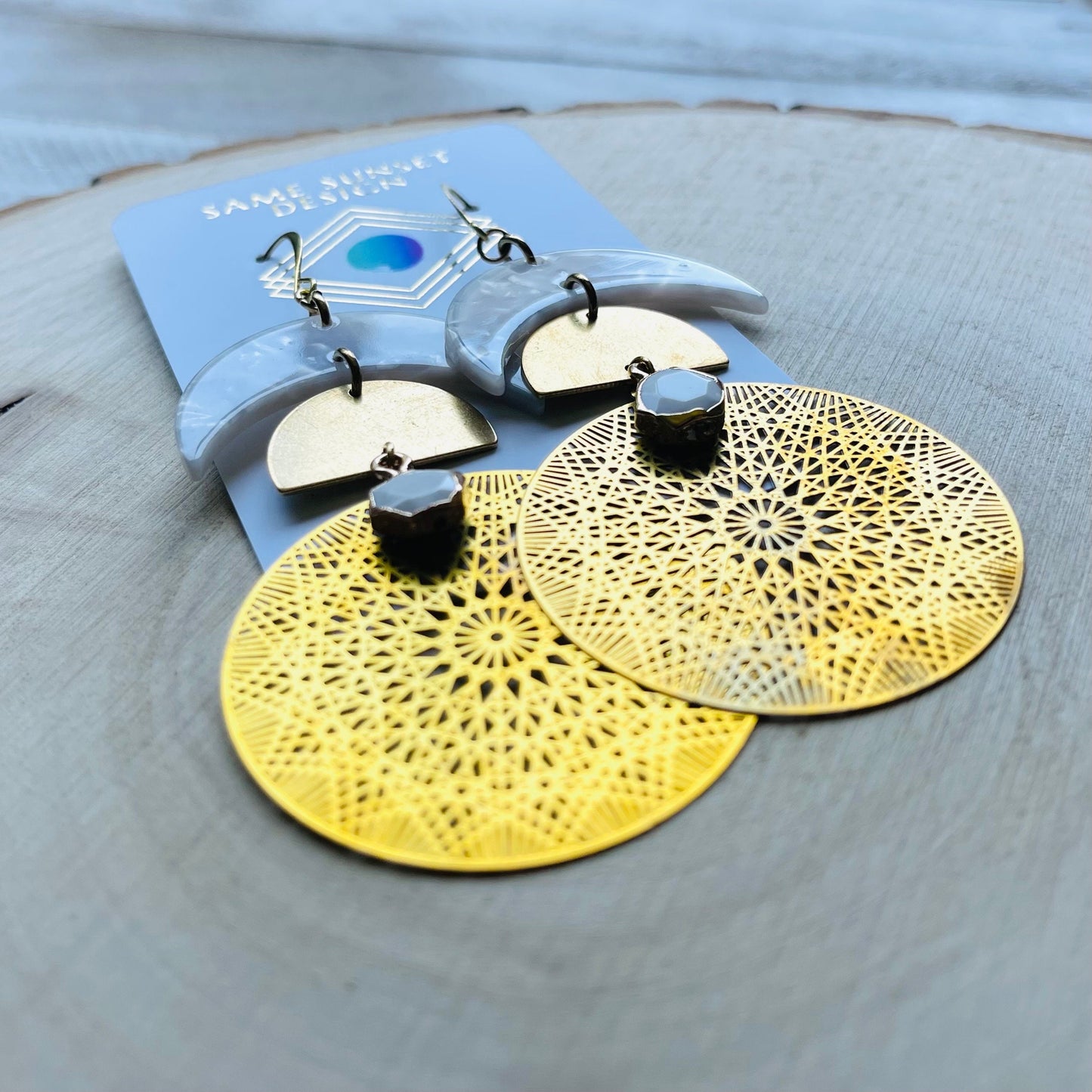 Howlite Moon Earrings