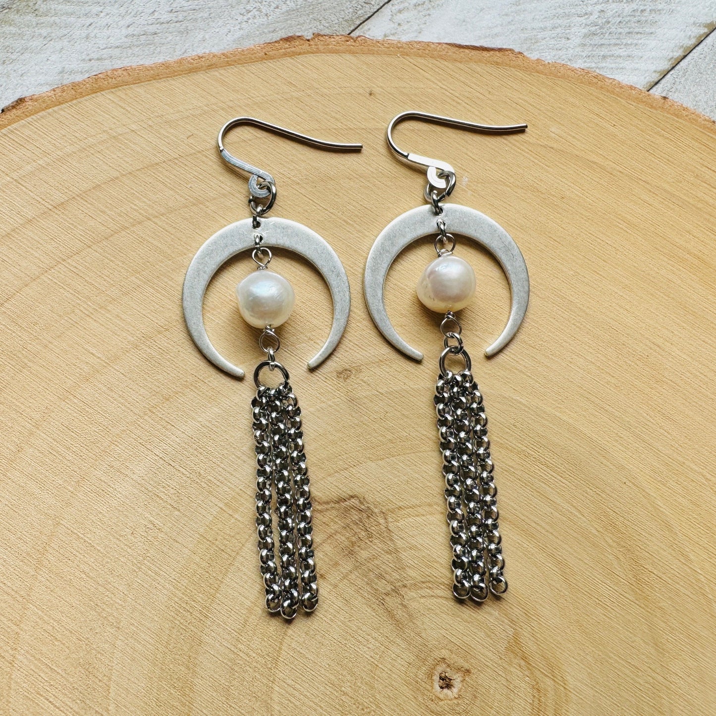 Pearl Moon Earrings
