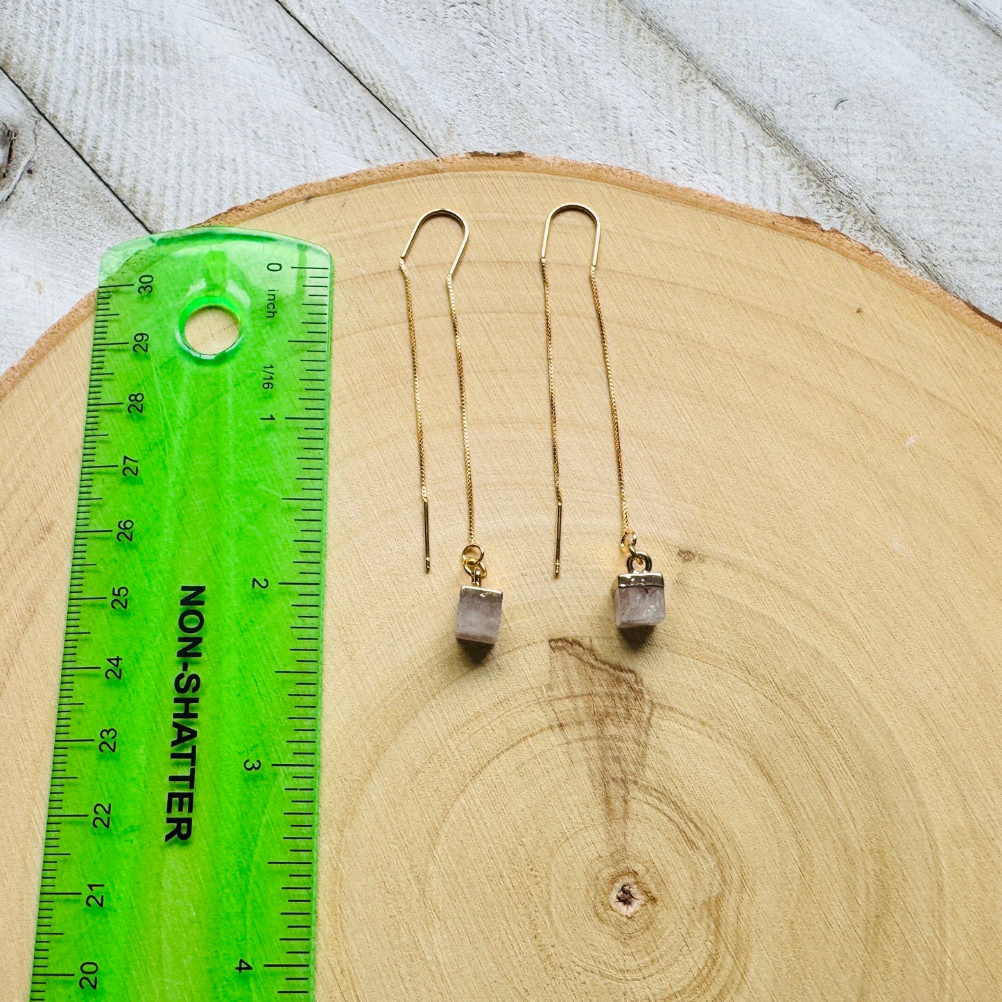 Rose Quartz Threader Earrings