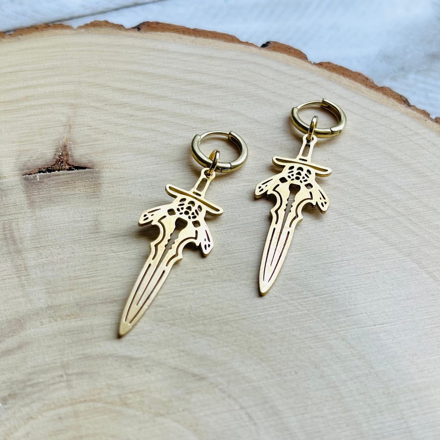 Dagger Huggie Hoop Earrings