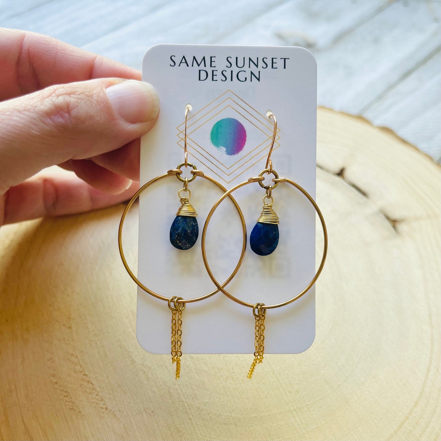 Lapis Lazuli Hoop Earrings