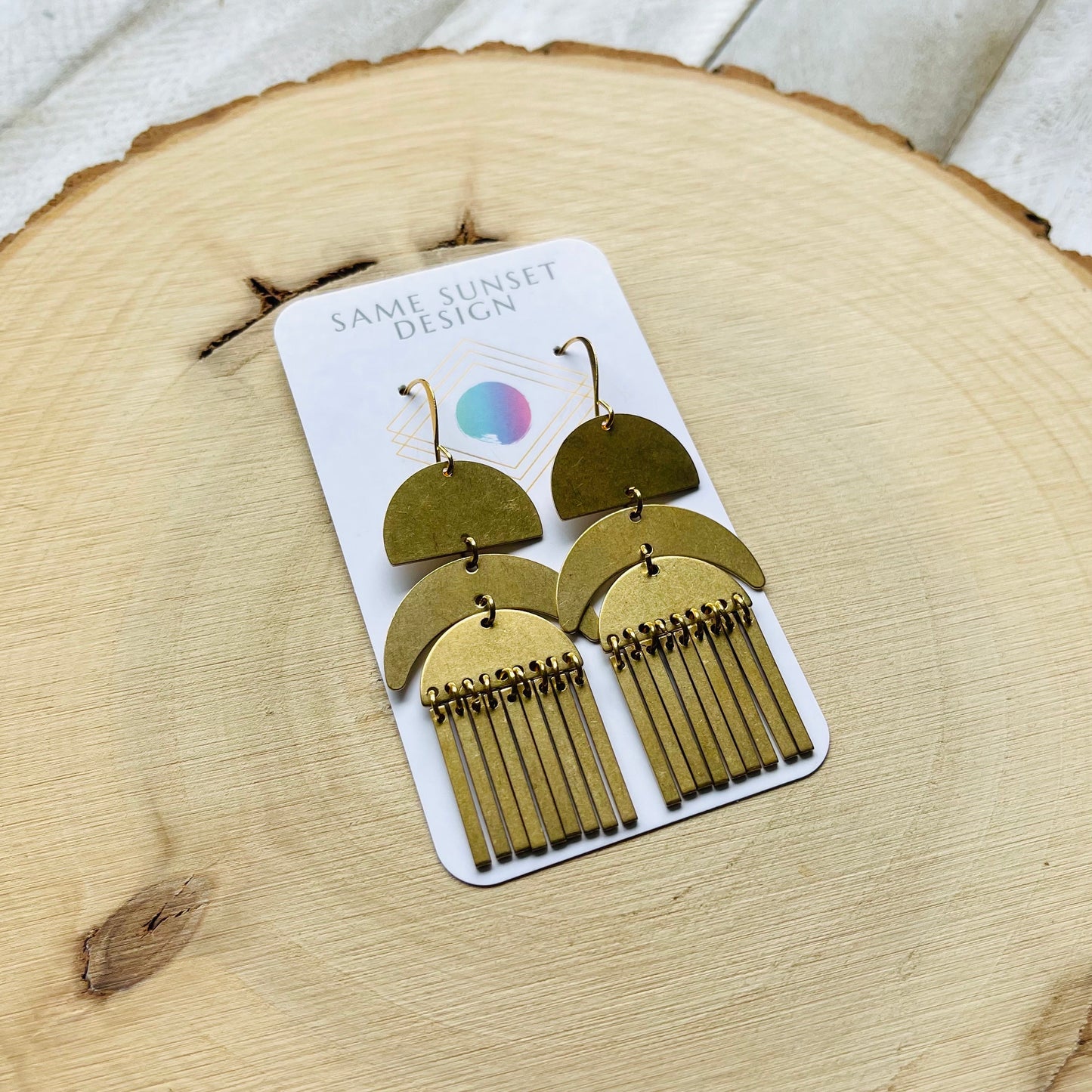 Geometric Brass Dangle Earrings