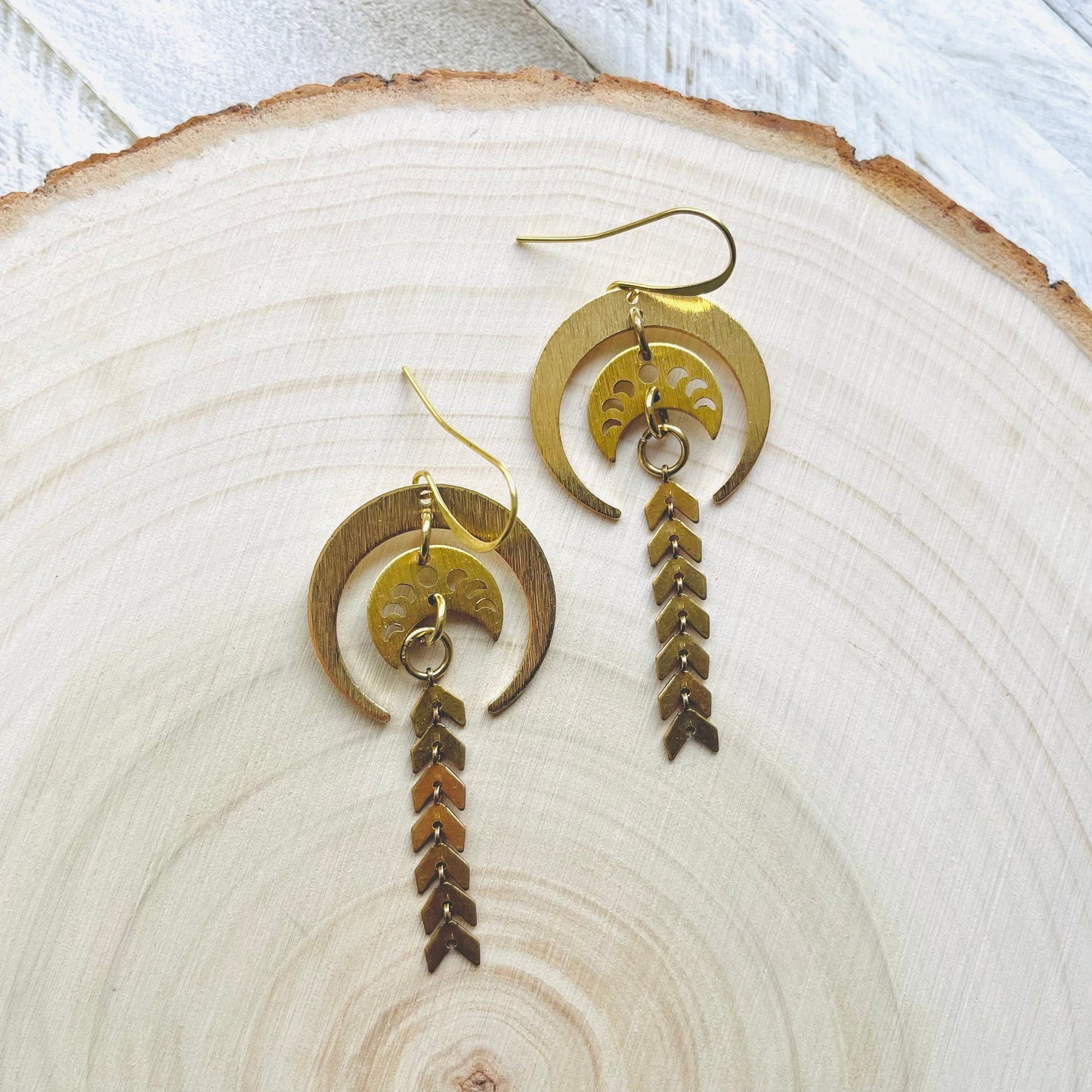 Brass Moon Earrings