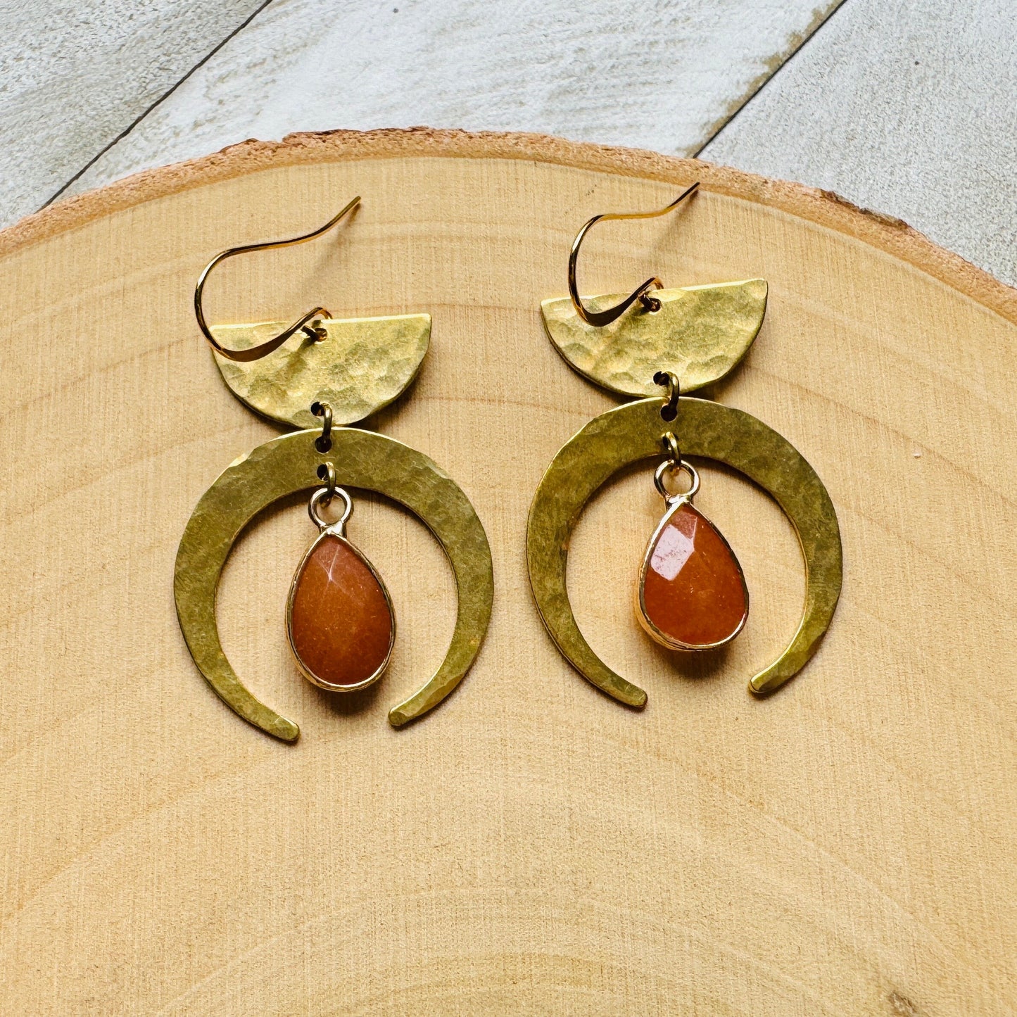 Aventurine Moon Earrings