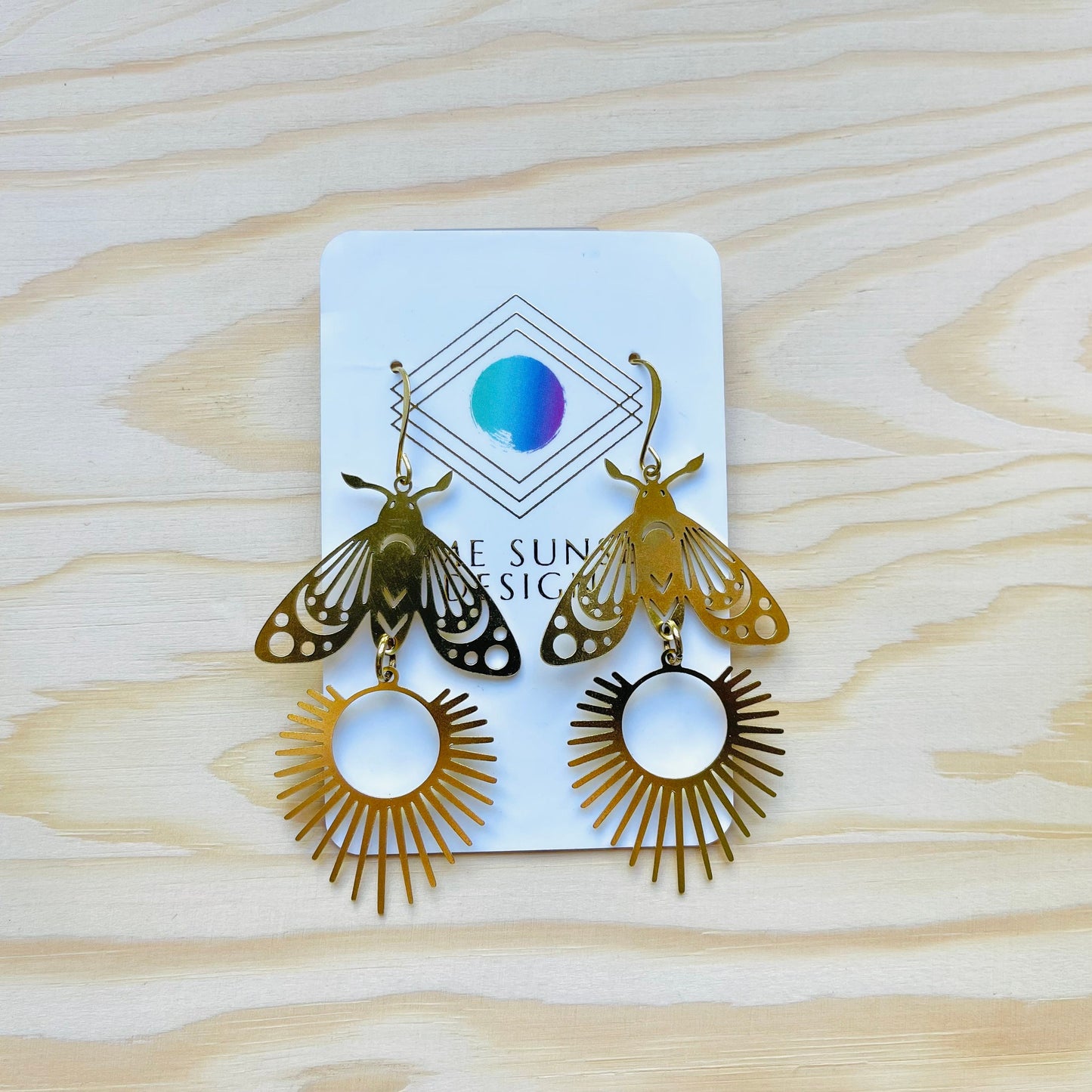 Brass Moth Earrings
