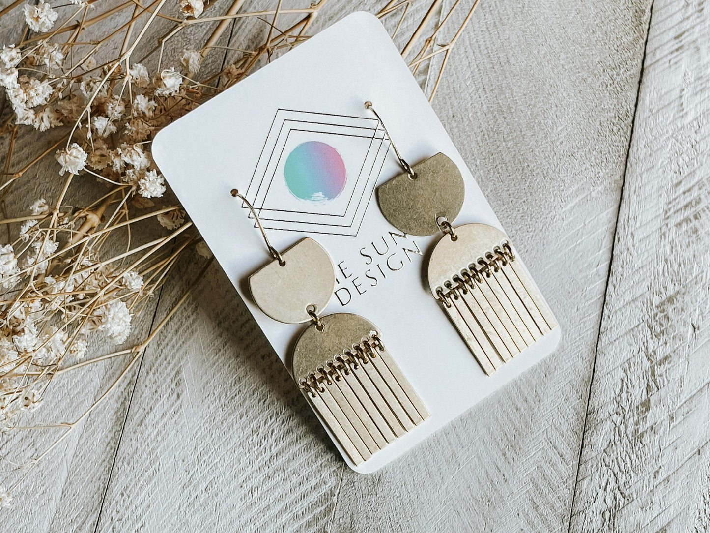 Geometric Brass Fringe Earrings