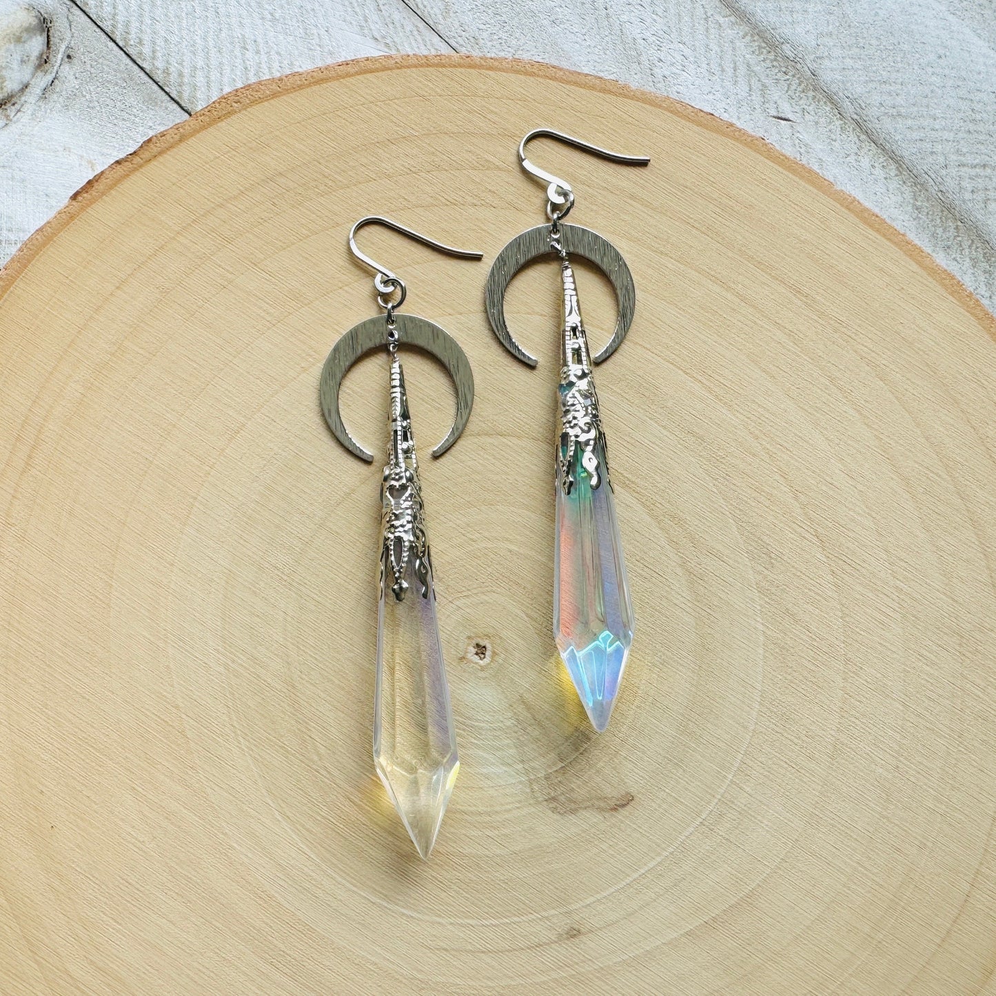 Crescent Moon Crystal Earrings