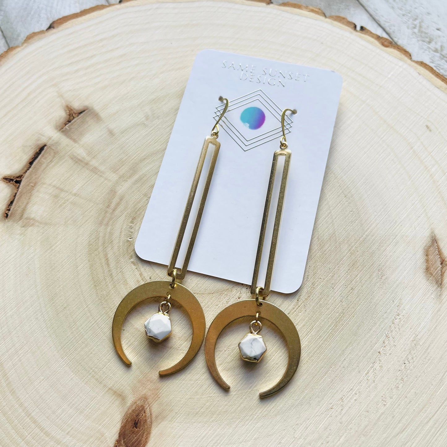 Howlite Moon Earrings