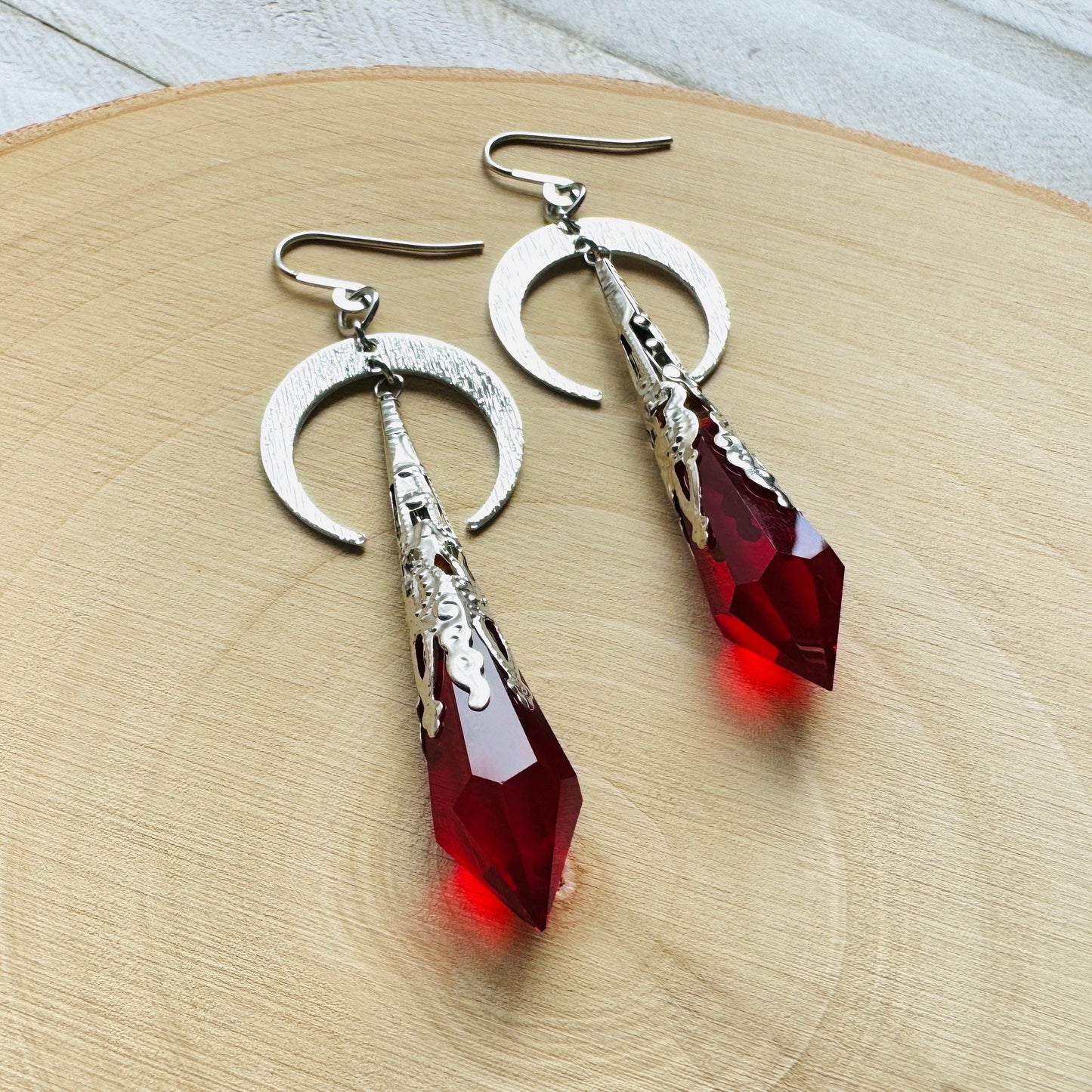 Red Moon Crystal Earrings