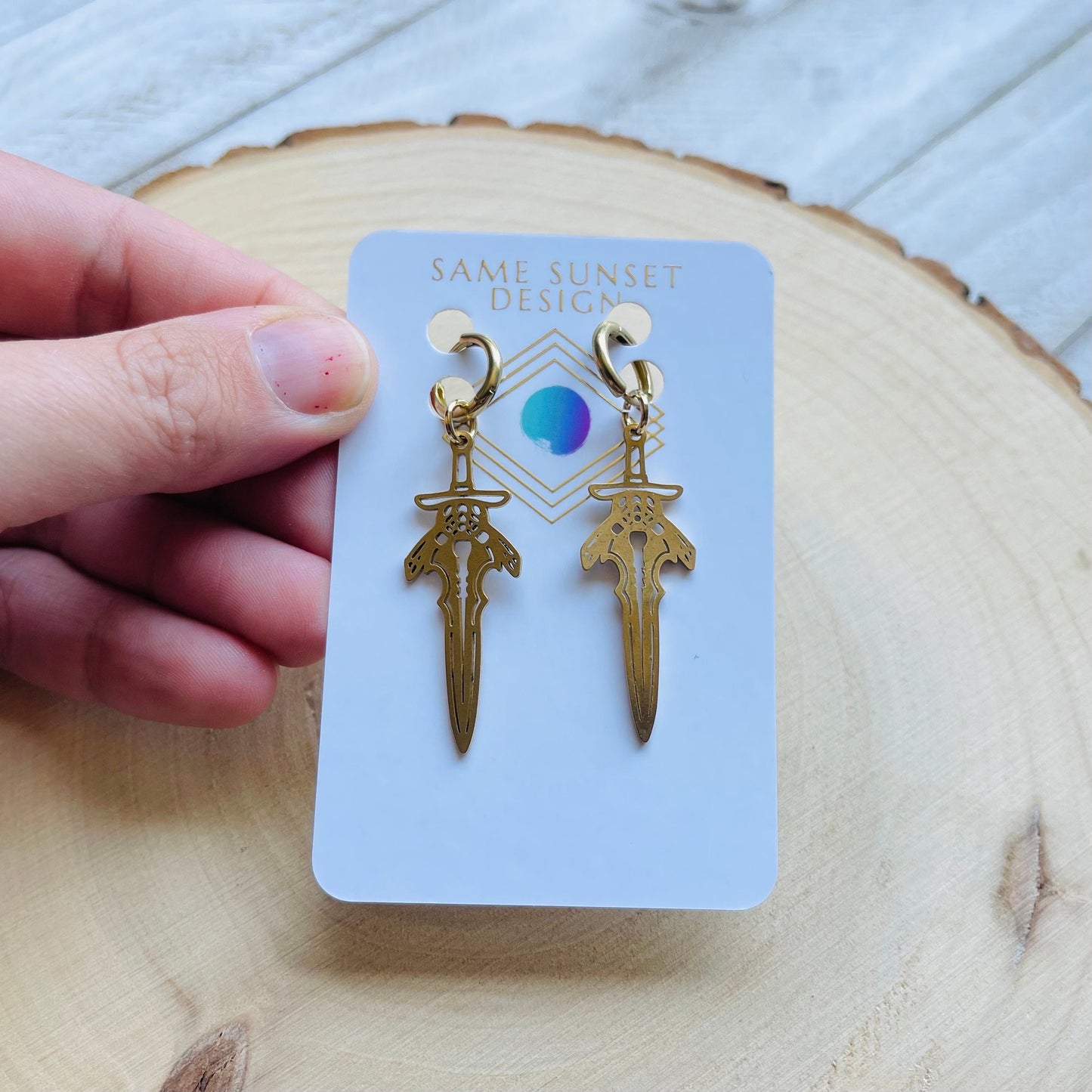 Dagger Huggie Hoop Earrings