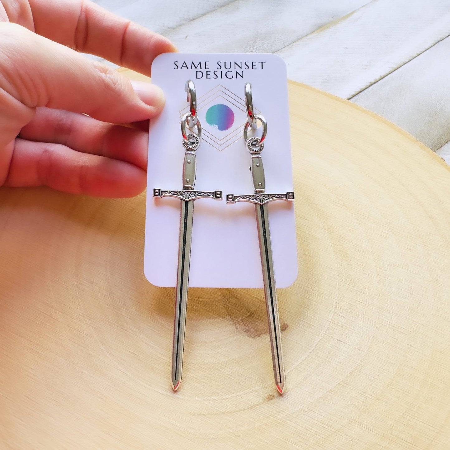 Sword Huggie Hoop Earrings