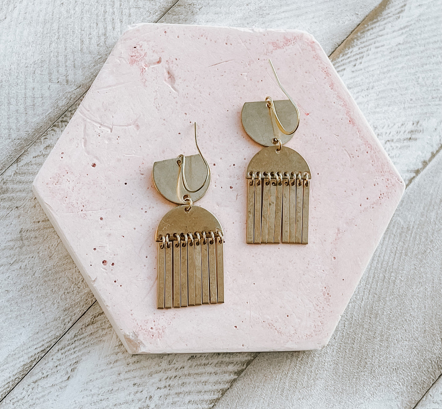 Geometric Brass Fringe Earrings