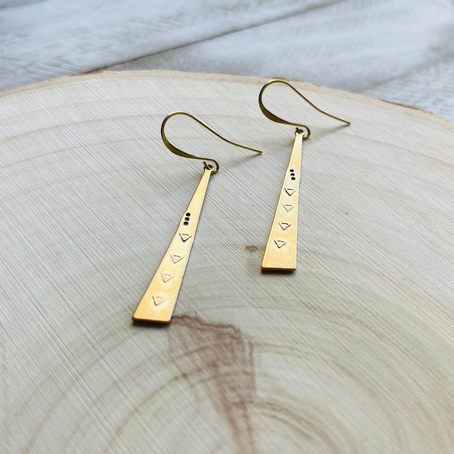 Stamped Brass Geometric Earrings