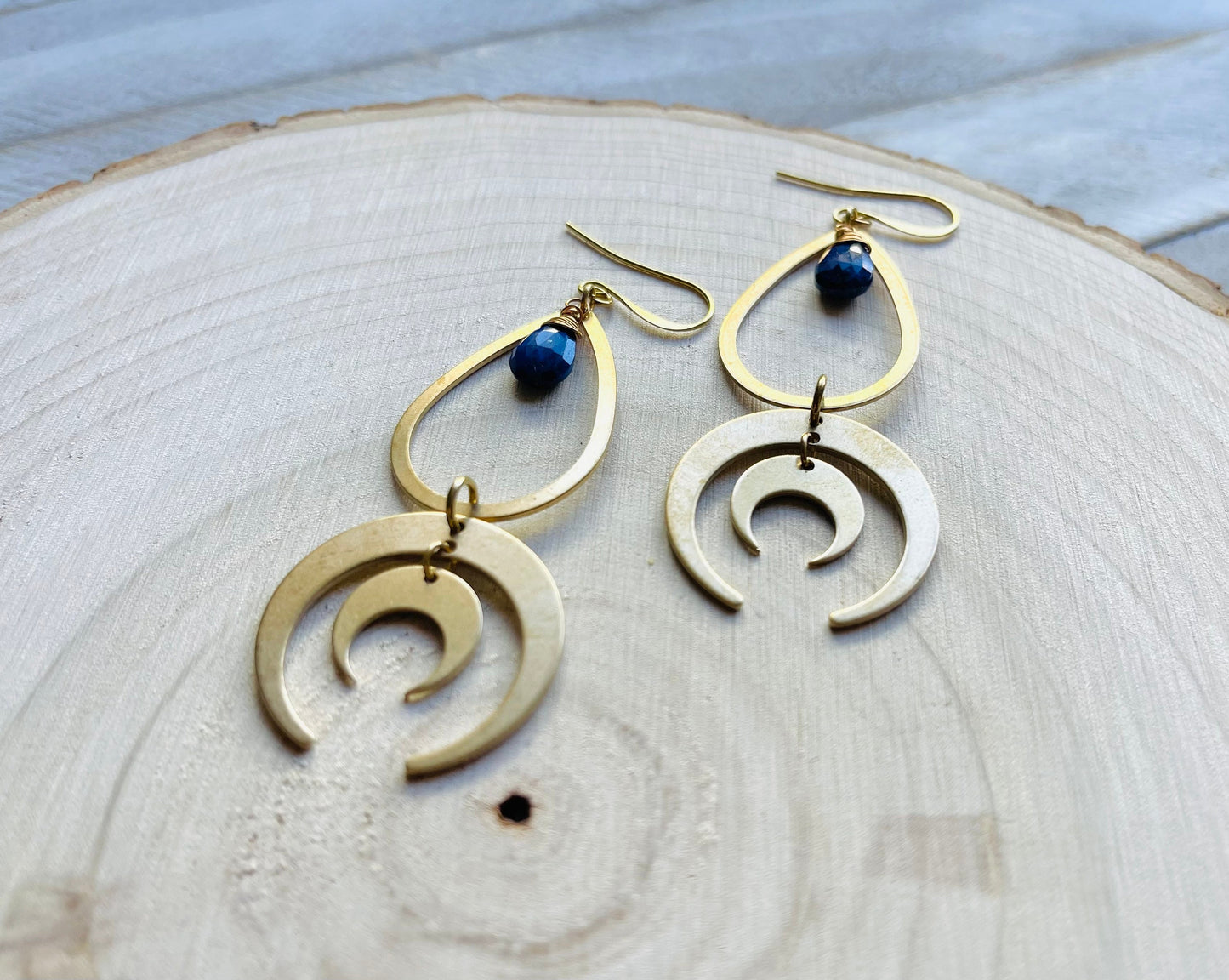 Lapis Lazuli Crescent Moon Earrings