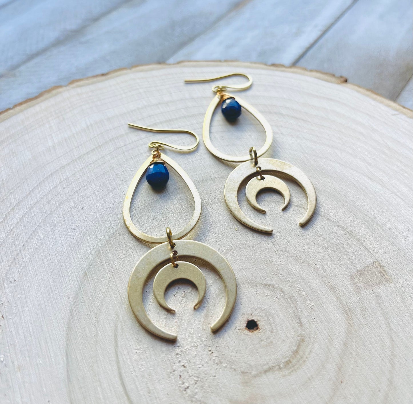 Lapis Lazuli Crescent Moon Earrings