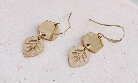 Brass Leaf Earrings