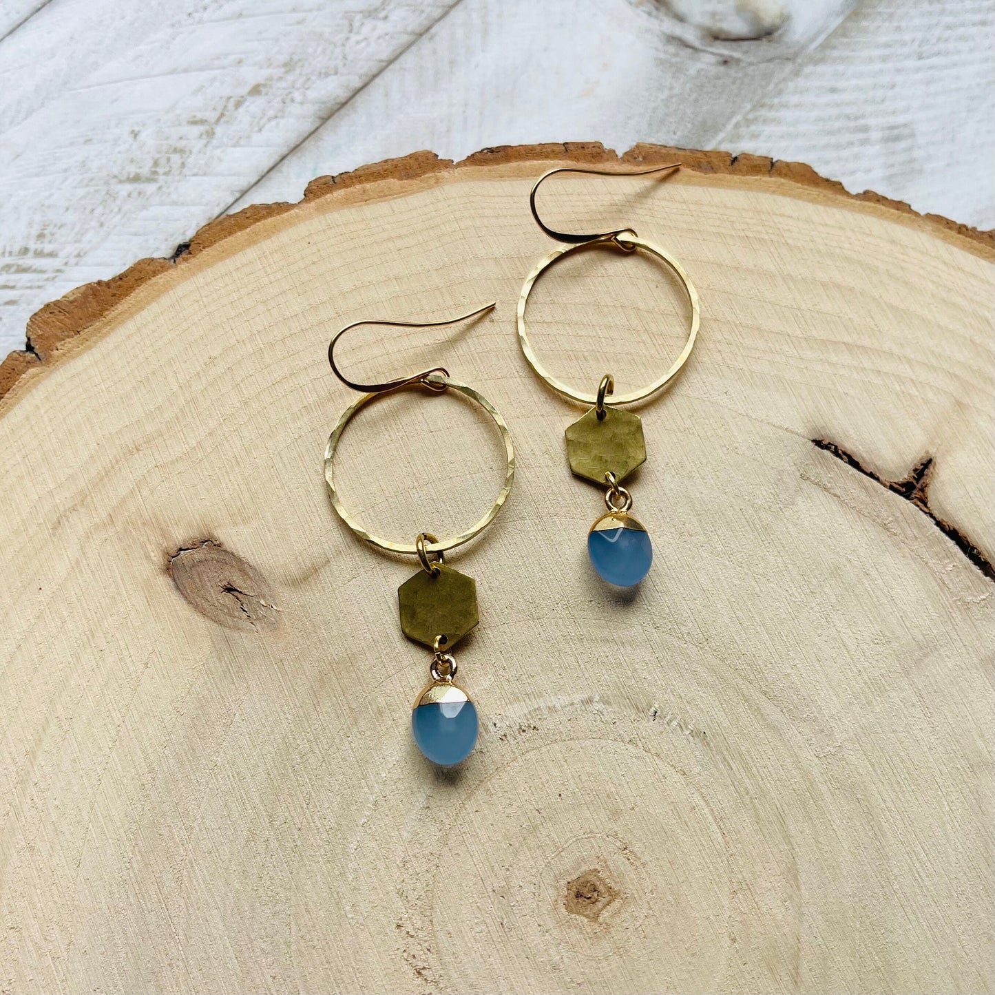 Jade Brass Hoop Earrings