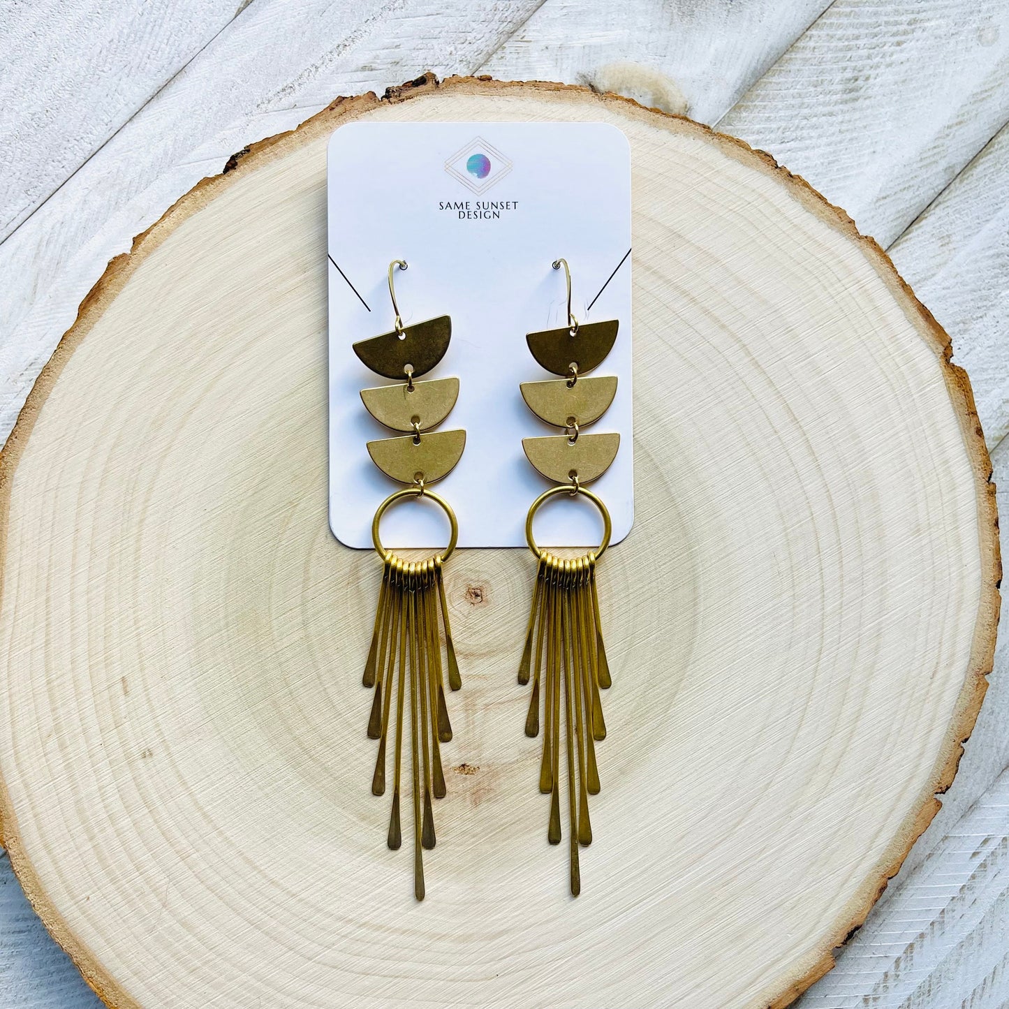 Geometric Brass Fringe Earrings