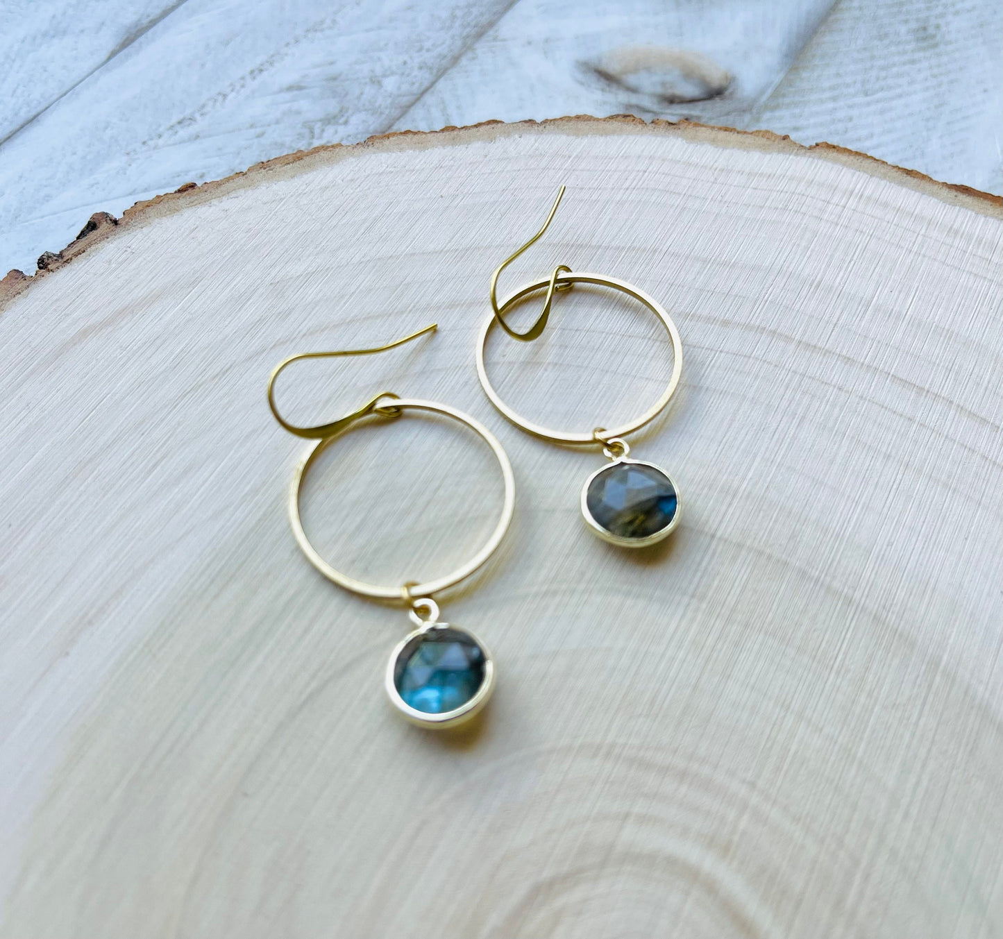Labradorite Hoop Earrings