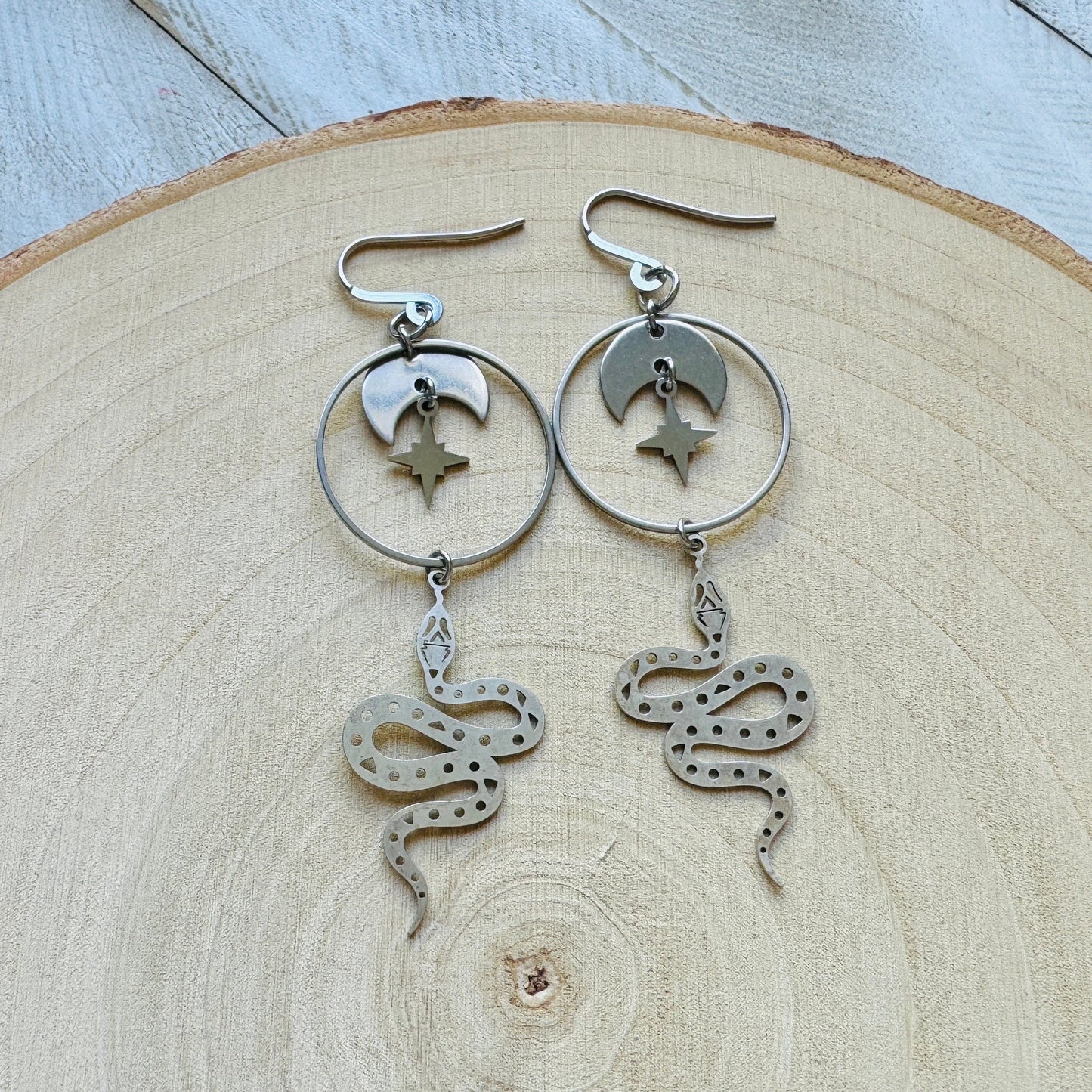 Stainless Steel Snake Earrings