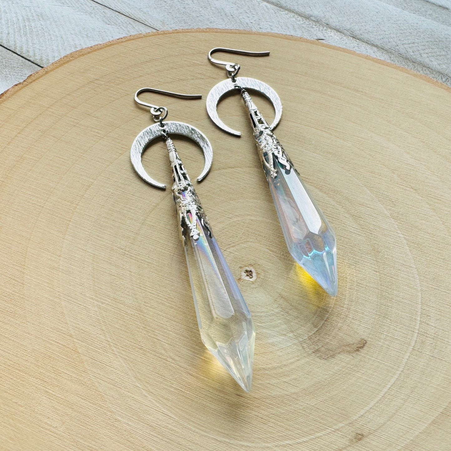 Crescent Moon Crystal Earrings
