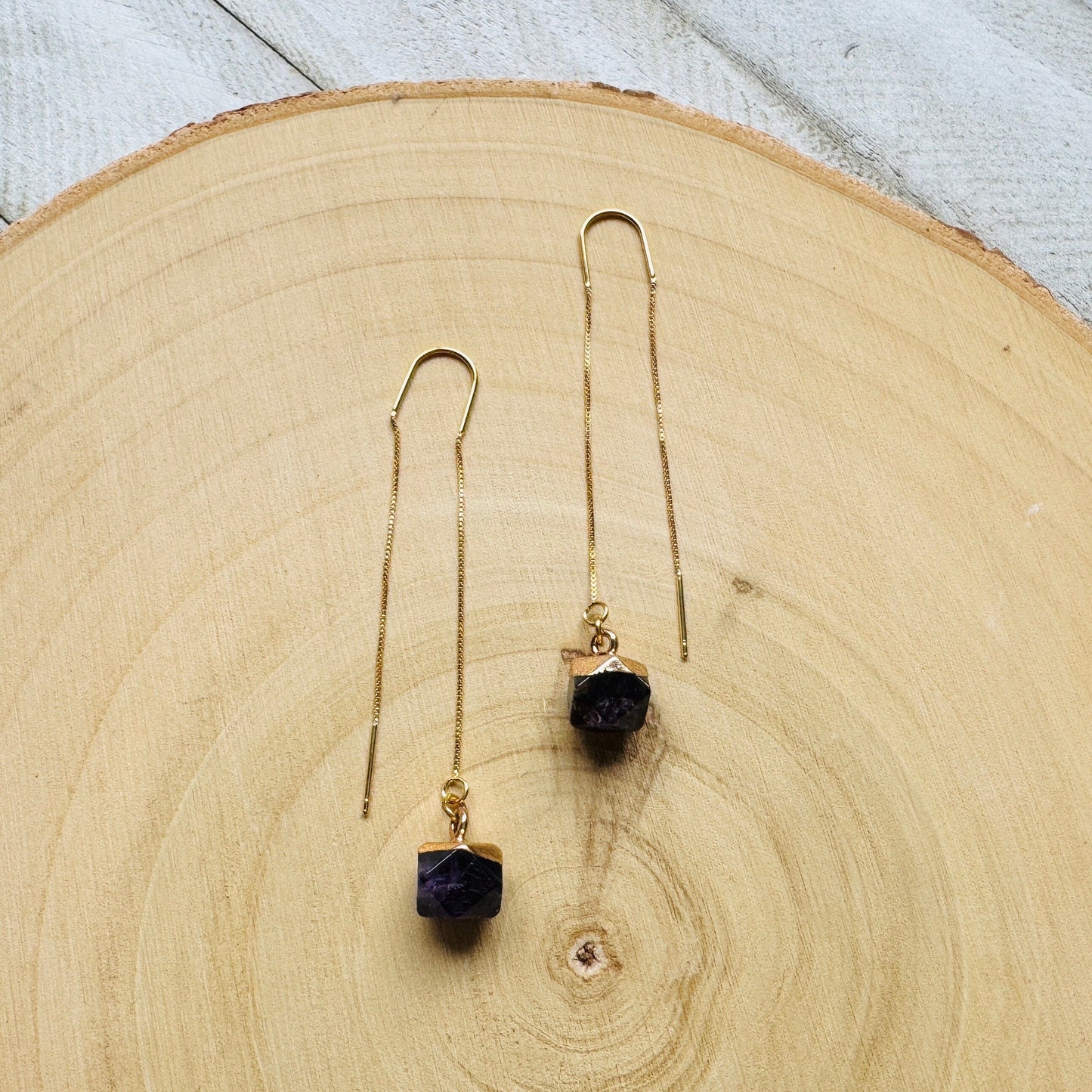 Amethyst Threader Earrings
