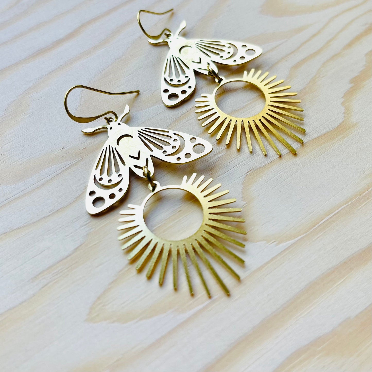 Brass Moth Earrings