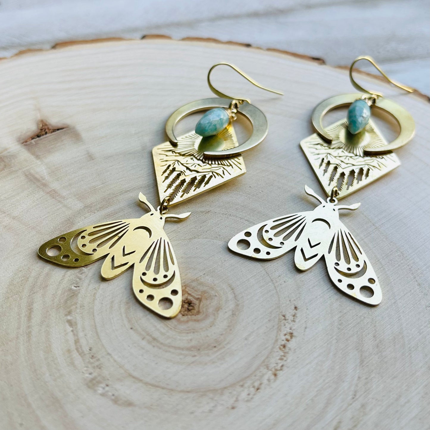Aventurine Moth Earrings