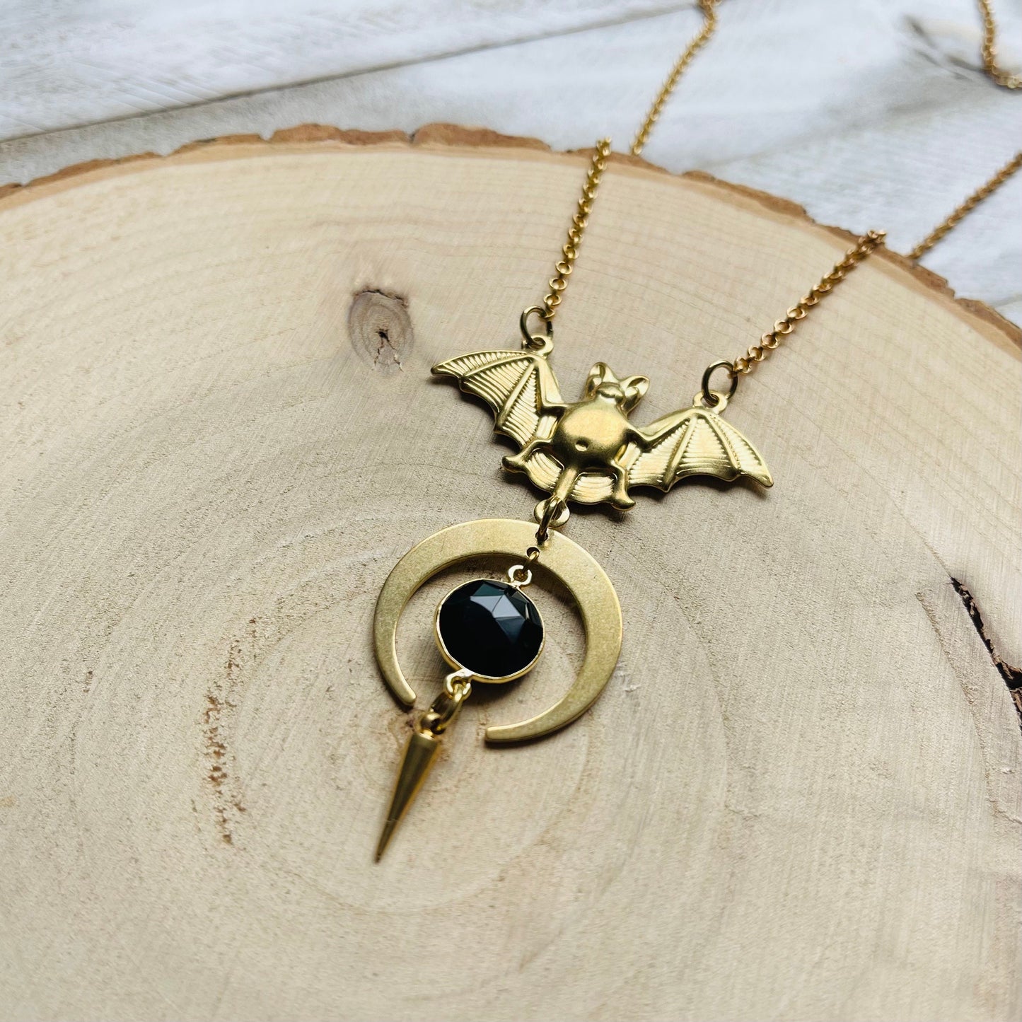 Onyx Bat Necklace