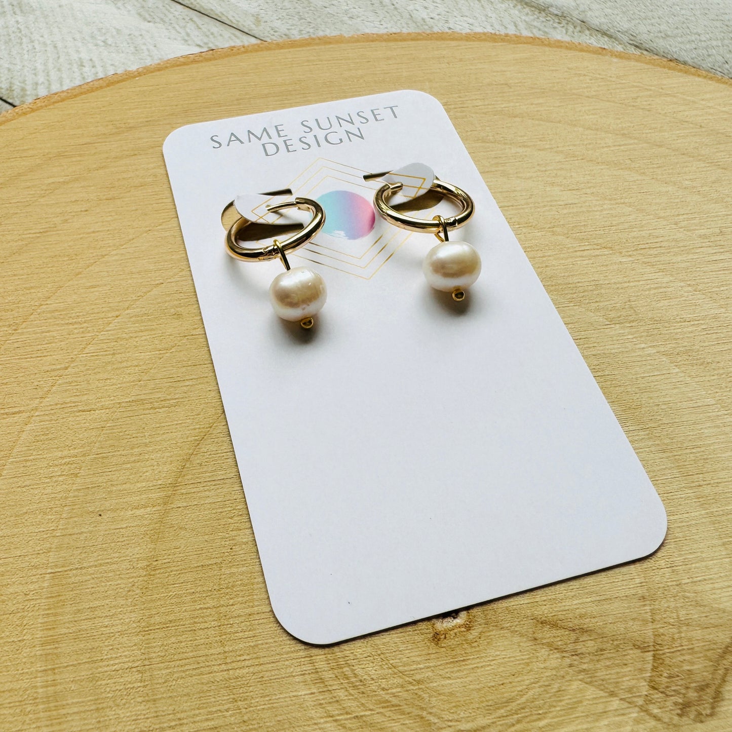 Freshwater Pearl Huggie Hoop Earrings