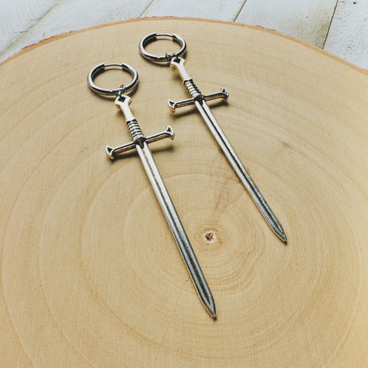 Sword Huggie Hoop Earrings