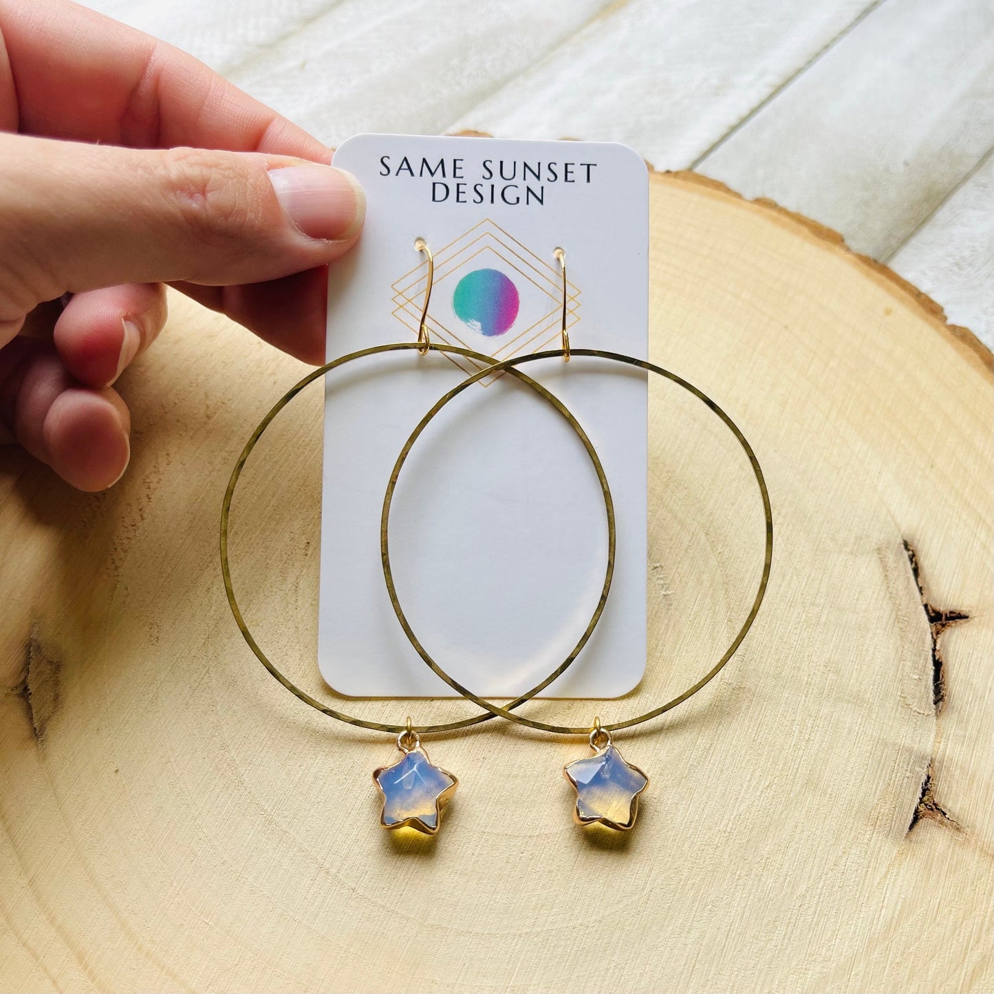 Opalite Star Hoop Earrings