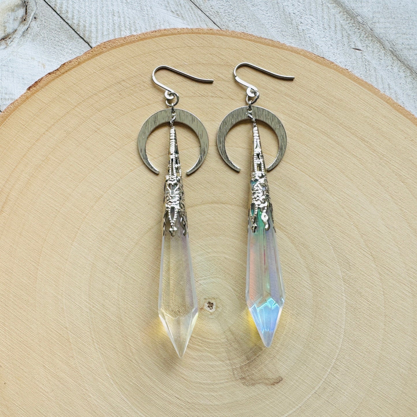 Crescent Moon Crystal Earrings