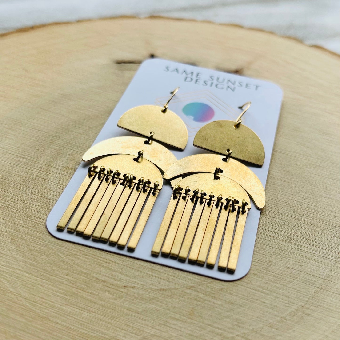 Geometric Brass Dangle Earrings